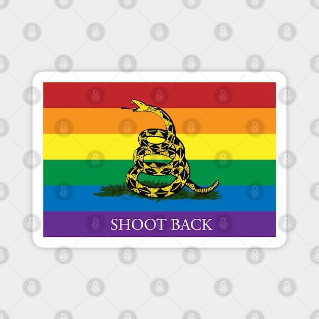 Shoot Back Rainbow Gadsden Flag Magnet by Operation Blazing Sword