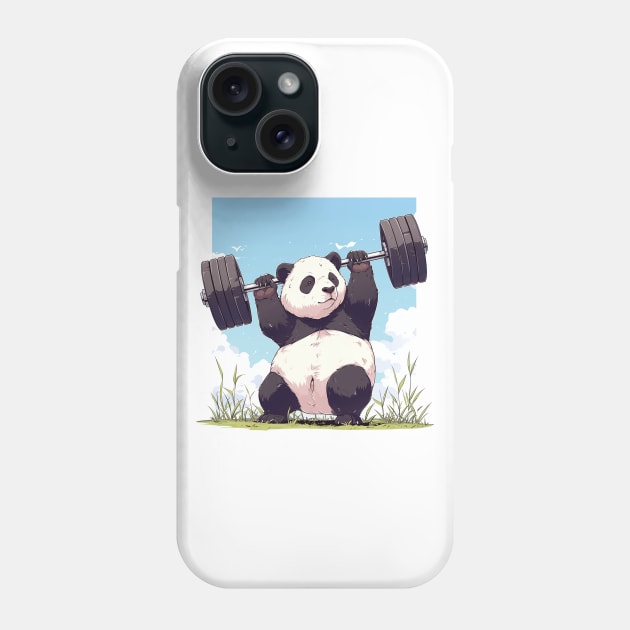 panda lifting weight Phone Case by peterdoraki