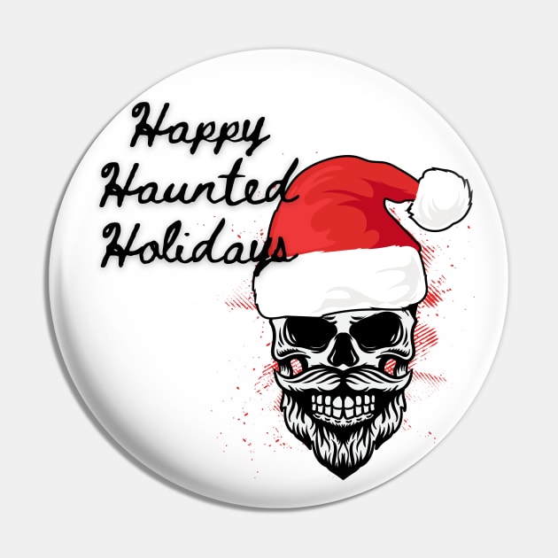 Happy Haunted Holidays Christmas Skeleton Winter Pin by TheMavenMedium