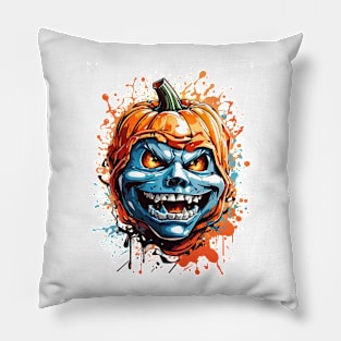 crazy monster with pumpkin Pillow