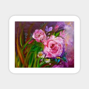 Two Pink Roses Magnet