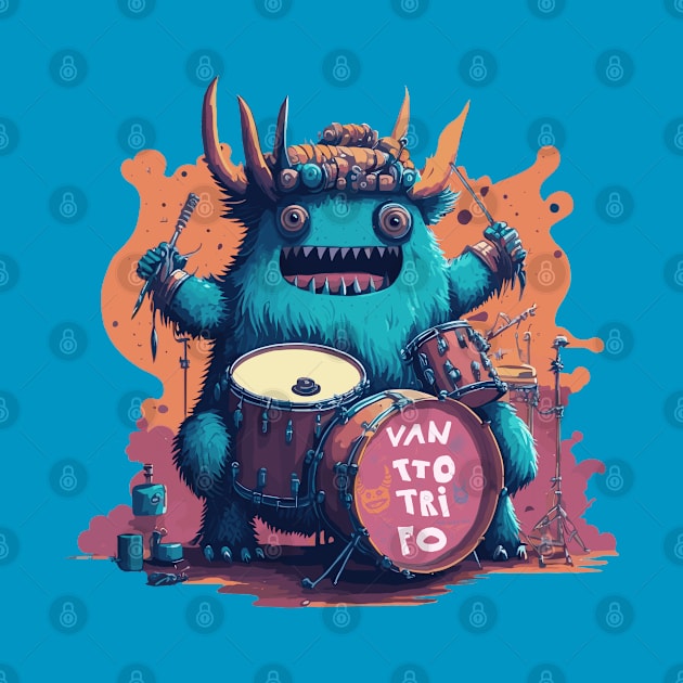 Monster Playing Drum by Poge