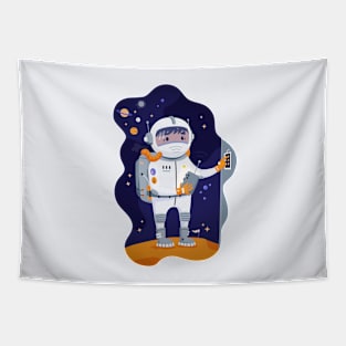 Cosmonaut in space on planet Tapestry