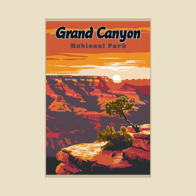 Grand Canyon National Park Vintage Travel Poster by GreenMary Design