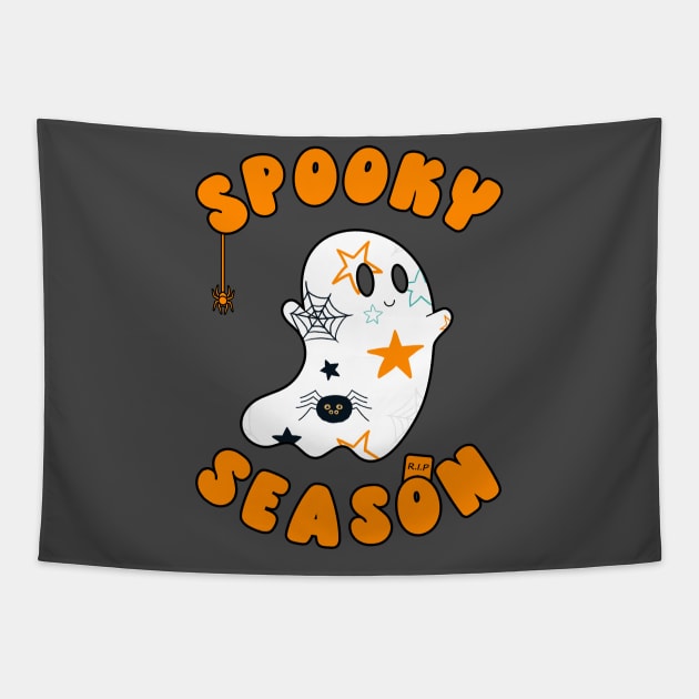 Spooky Season Cute Ghost Tapestry by ObscureDesigns