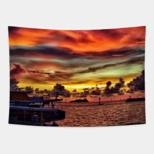 Summer Fiery Sunset Skies Photography Design Tapestry