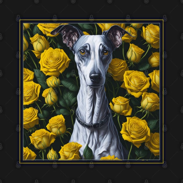 Whippet yellow roses 2 by xlhombat