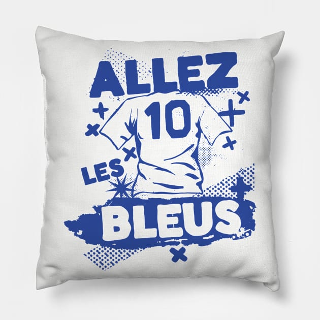 Vintage French Football // Retro Grunge France Soccer // Allez les Bleus Pillow by SLAG_Creative