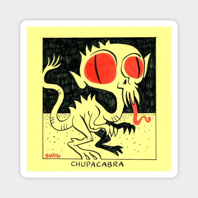 Retro Chupacabra Magnet by washburnillustration