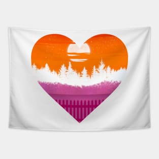 Lesbian forestscape subtle heart Tapestry