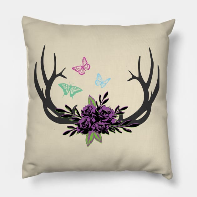 Deer Antlers Pillow by KwaaiKraai