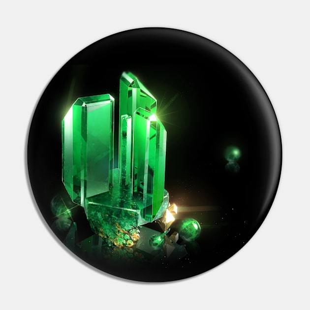 Fantasy Birthstone, May, Emerald Pin by cluseller