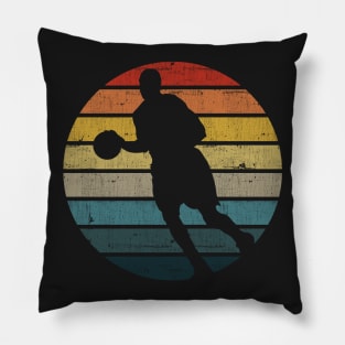 Basketball Player Silhouette On A Distressed Retro Sunset product Pillow