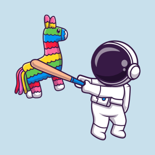 Cute Astronaut Hit Pinata Cartoon T-Shirt