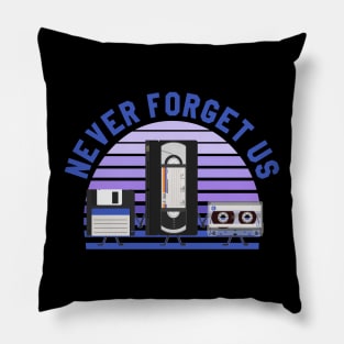 For nostalgic... Floppy disk, VHS and cassette, Never forget us Pillow