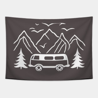 Camping Near The Mountains Tapestry