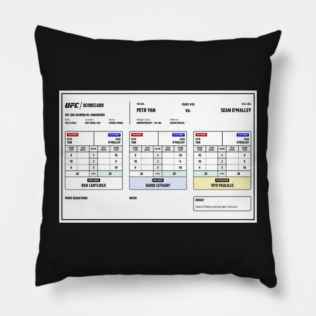 Sean O'Malley vs Petr Yan Scorecard Pillow by SavageRootsMMA