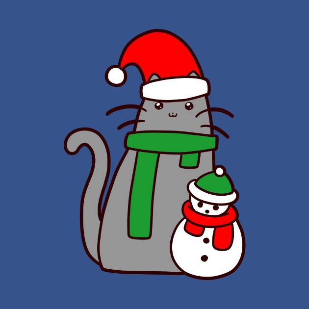 Disover Christmas Cat and Snowman - Cat - T-Shirt