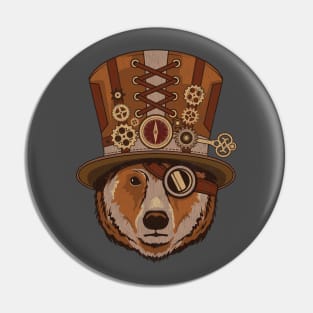 Steampunk Animal Bear Vintage Art Gift Pin