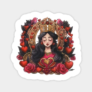 Queen Of Hearts Wonderland Art Deco Watercolour Magnet