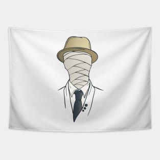 Mummy Face in Suit, Tie, and Hat Tapestry