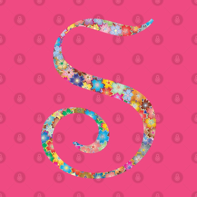 Letter S Capital Alphabet S Colorful Flowers Gifts by Shariss