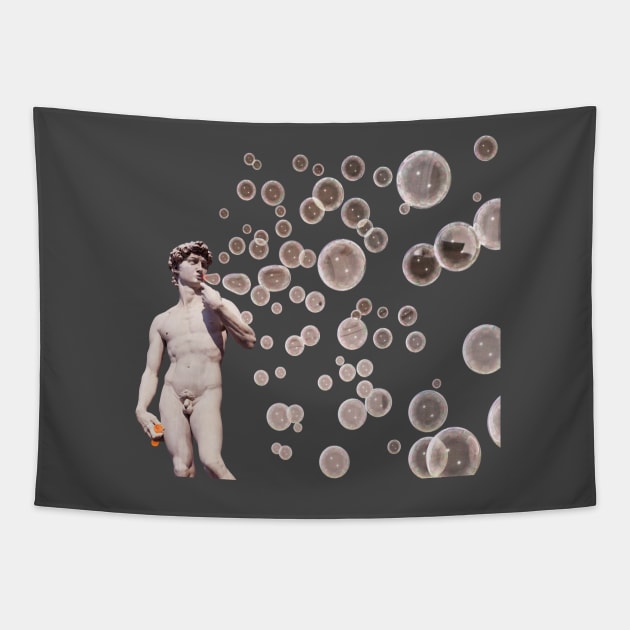 David blowing bubbles Tapestry by steveashillustration1971