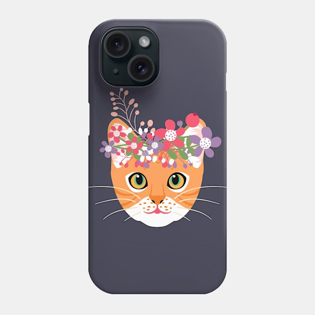Bengal Cat in Flower Crown Phone Case by LulululuPainting