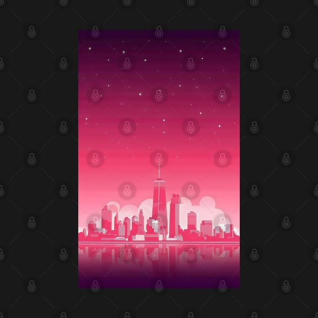 Vaporwave city minimalist art by Spaceboyishere