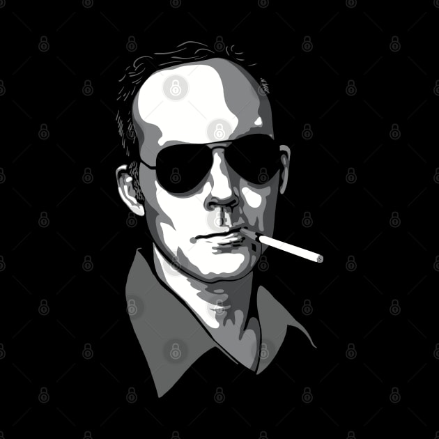 Hunter S Thompson greyscale by @johnnehill