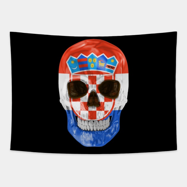 Croatia Flag Skull - Gift for Croatian With Roots From Croatia Tapestry by Country Flags