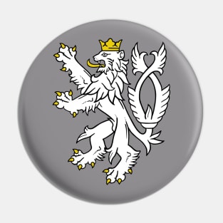 Yellow and White Rampant Lion Pin