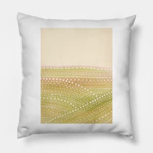 Beige and green abstract landscape Pillow