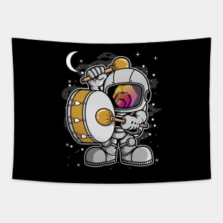 Astronaut Drummer HEX Coin To The Moon HEX Crypto Token Cryptocurrency Blockchain Wallet Birthday Gift For Men Women Kids Tapestry