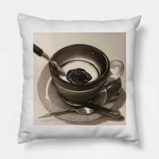 Coffee Since Monochrome Pointillism Vintage Cup Pillow