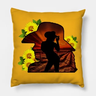 Sunflower Cowgirl Pillow