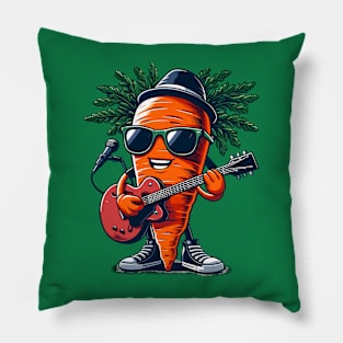 Carrot Playing Guitar Pillow