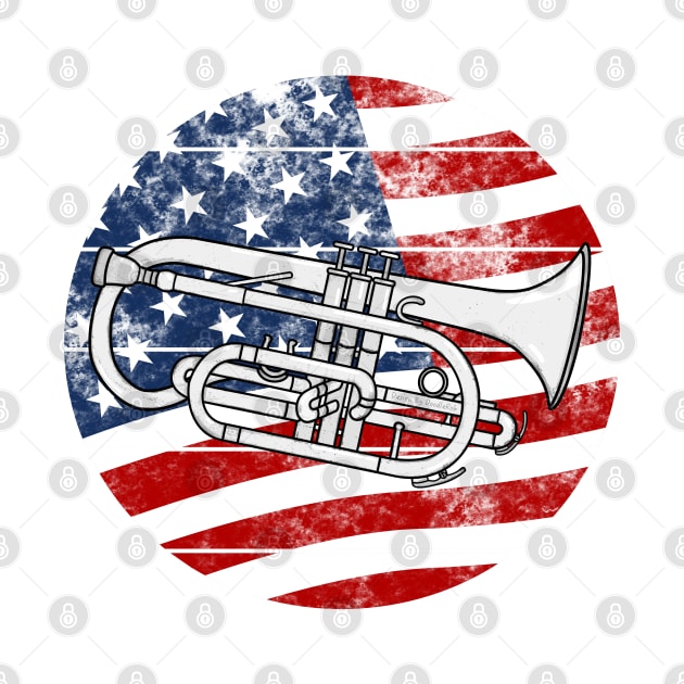 Cornet USA Flag Cornetist Brass Musician 4th July by doodlerob