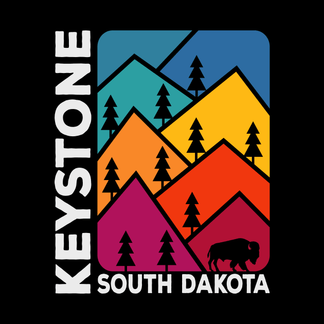 Keystone South Dakota Vintage Mountains Bison by SouthDakotaGifts