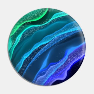 Abstract Blue and Green Beach Waves Pin