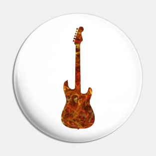 Red on Yellow Flame Guitar Silhouette Pin