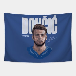 Luka Doncic Dallas Game Face Tapestry