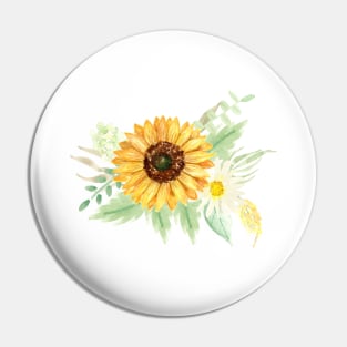 Sunflowers and Daisies | Watercolor | Art | Pattern | Beige Pin