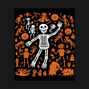 Skeleton Shuffle: A Playful Halloween Delight for Art Enthusiasts T-Shirt