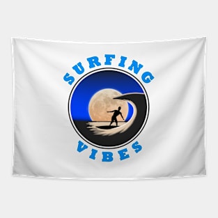 Surfing Vibes - Moon - Surfer Tapestry