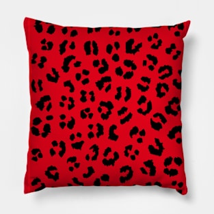 Red and Black Leopard Spots Print Pillow