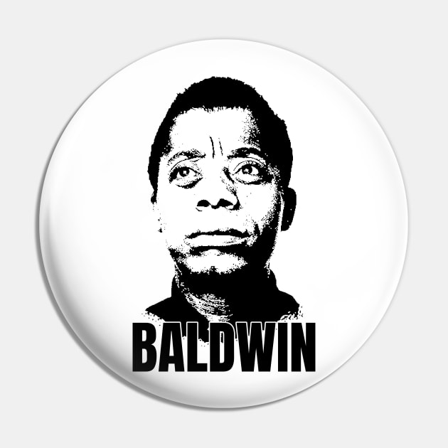 James Baldwin Portrait T-Shirt Pin by phatvo