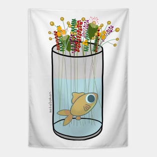 Fishy Floral Vase Tapestry