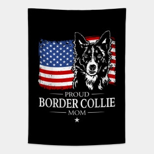 Proud Border Collie Mom American Flag patriotic dog Tapestry