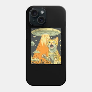 Shocked Cat and UFO Invasion Phone Case